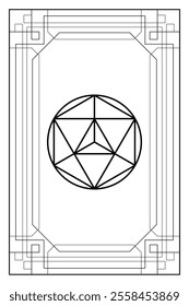 Sacred geometry merkabah art deco style illustration. Tarot deck design. Elegant luxury spiritual vector art.