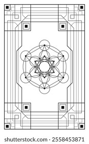 Sacred geometry merkabah art deco style illustration. Tarot deck design. Elegant luxury spiritual vector art.