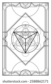 Sacred geometry merkabah art deco style illustration. Tarot deck design. Elegant luxury spiritual vector art.