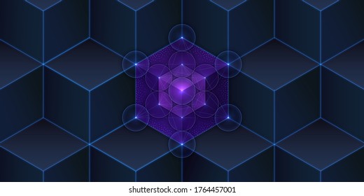 Sacred geometry, metatron's cube. Vector background.