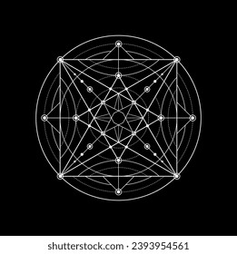 Sacred geometry, myth spiritual pentagram or symbol. Meditation esoteric tattoo. Yoga, religion spirituality mystic line pattern, illuminati mystery outline vector ornament, mason geometric sign