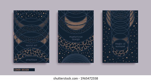 Sacred geometry. Mythical ancient patterns from lines, stars and circles. Vector template