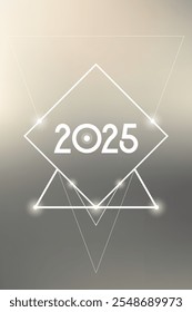 Sacred geometry New Year 2025 festive greeting card. Esoteric Holiday design on cosmic background for spirituality related event or calendar