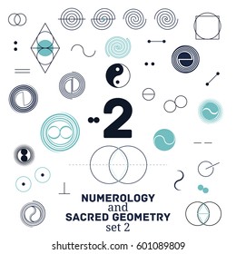 Sacred Geometry And Numerology Symbols Vector Illustration.