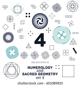 Sacred Geometry And Numerology Symbols Vector Illustration.