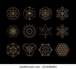 Heilige Geometry-Ornament-Set, Lebens-Saatgut, Blume des Lebens, Merkaba, Torus, Metatron-Cube, Geometrische Weihnachtsschmuck