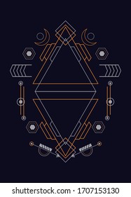 Elementos de diseño vectorial de geometría sagrada. Alquimia, religión, filosofía, espiritualidad, símbolos y elementos hipster. para fondo, afiche, pantalones. Vector EPS10