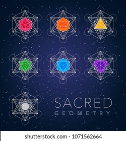 sacred geometry outline shapes vector symbol set