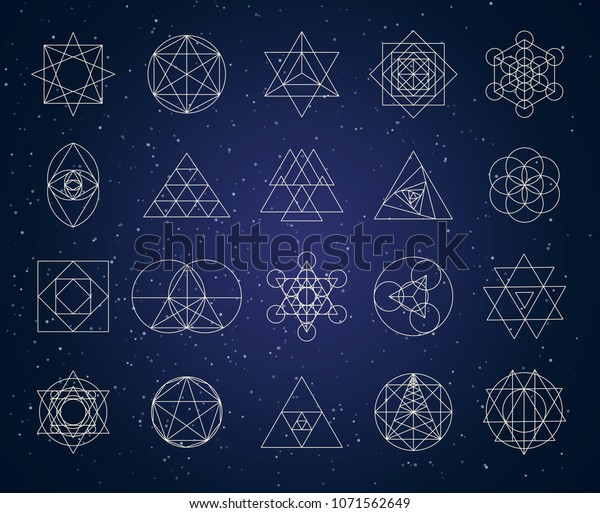 sacred geometry
outline shapes vector
set