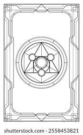 Sacred geometry philosopher stone art deco style illustration. Tarot deck design. Elegant luxury spiritual vector art.