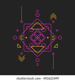  Sacred Geometry with pink and yellow color 