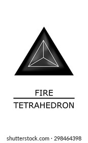 Sacred geometry - platonic solids - five elements - fire, tetrahedron - stock vector