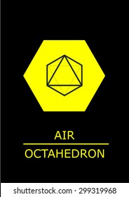 Sacred geometry - platonic solids - five elements - stock vector - air - octahedron