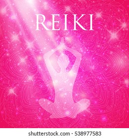 Sacred geometry. Reiki symbol. The word Reiki is made up of two Japanese words, Rei means 'Universal' - Ki means 'life force energy'.