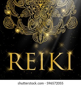 Sacred geometry. Reiki symbol. The word Reiki is made up of two Japanese words, Rei means 'Universal' - Ki means 'life force energy'.