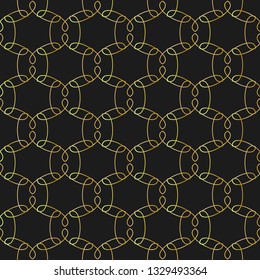 Sacred Geometry Seamless Pattern. Black and Gold Abstract Texture. Vector.