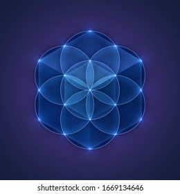 Sacred geometry, seed of life. Vector illustration.