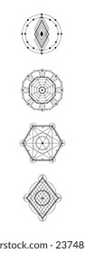 Sacred geometry set in black colour