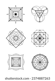 Sacred geometry set in black colour