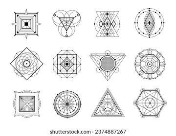 Sacred geometry set in black colour