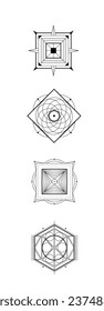 Sacred geometry set in black colour