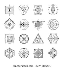 Sacred geometry set in black colour