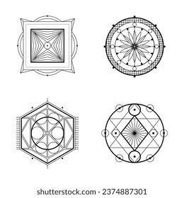 Sacred geometry set in black colour