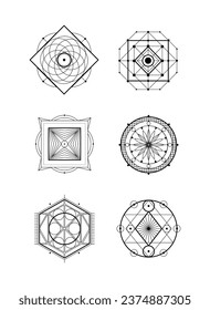 Sacred geometry set in black colour