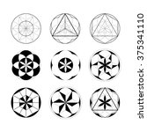 Sacred Geometry. Set of geometric linear elements. The crystalline form. Flat design lines.the intersection of circles. the ornament elements. geometric symbols