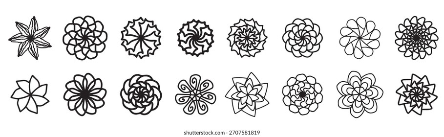 Conjunto de geometría sagrada Formas de ornamento circular geométrico mínimo colección étnica, ornamento redondo elemento de círculo geométrico Vector