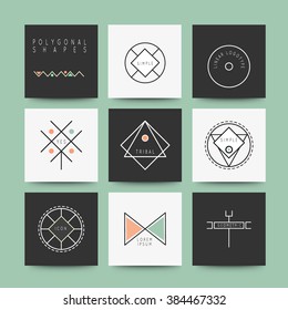 Sacred Geometry, Set of minimal geometric monochrome shapes. Business signs, labels, trendy hipster icons and logotypes. Religion, philosophy, spirituality, occultism symbols collection