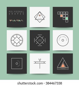 Sacred Geometry, Set of minimal geometric monochrome shapes. Business signs, labels, trendy hipster icons and logotypes. Religion, philosophy, spirituality, occultism symbols collection