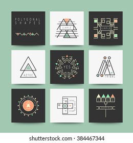 Sacred Geometry, Set of minimal geometric monochrome shapes. Business signs, labels, trendy hipster icons and logotypes. Religion, philosophy, spirituality, occultism symbols collection
