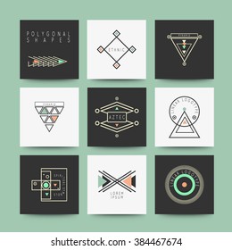 Sacred Geometry, Set of minimal geometric monochrome shapes. Business signs, labels, trendy hipster icons and logotypes. Religion, philosophy, spirituality, occultism symbols collection