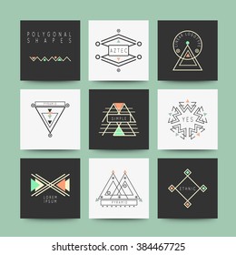 Sacred Geometry, Set of minimal geometric monochrome shapes. Business signs, labels, trendy hipster icons and logotypes. Religion, philosophy, spirituality, occultism symbols collection