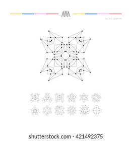 Sacred geometry. Set of minimal geometric shapes. Business signs, labels, trendy hipster linear icons and logotypes. Religion, philosophy, spirituality, occultism symbols collection