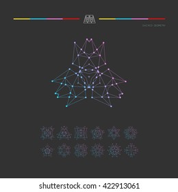 Sacred geometry. Set of minimal geometric shapes. Business signs, labels, trendy hipster linear icons and logotypes. Religion, philosophy, spirituality, occultism symbols collection