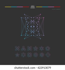 Sacred geometry. Set of minimal geometric shapes. Business signs, labels, trendy hipster linear icons and logotypes. Religion, philosophy, spirituality, occultism symbols collection