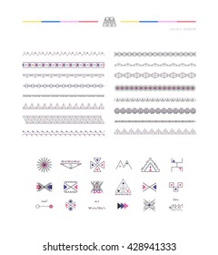 Sacred geometry. Set of minimal geometric shapes. Business signs, labels, trendy hipster linear icons and logotypes. Borders and frames