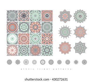 Sacred geometry. Set of minimal geometric shapes. Business signs, labels, trendy hipster linear icons and logotypes. Ethnic collection