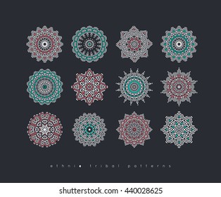 Sacred geometry. Set of minimal geometric shapes. Business signs, labels, trendy hipster linear icons and logotypes. Ethnic collection