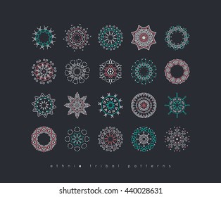 Sacred geometry. Set of minimal geometric shapes. Business signs, labels, trendy hipster linear icons and logotypes. Ethnic collection