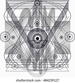 Sacred geometry. Set of minimal geometric shapes. Business signs, labels, blackwork line art tattoo trendy hipster forms. Ethnic tribal boho collection
