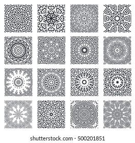Sacred geometry. Set of minimal geometric shapes. Business signs, labels, trendy hipster linear icons and logotypes. Religion, philosophy, spirituality, occultism symbols collection