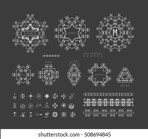Sacred geometry. Set of minimal geometric shapes. Business signs, labels, trendy hipster linear icons and logotypes. Religion, philosophy, spirituality, occultism symbols collection