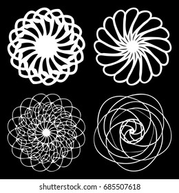 Sacred geometry set. Minimal geometric circular ornament shapes ethnic collection for business labels, trendy hipster linear mandala symbols. 