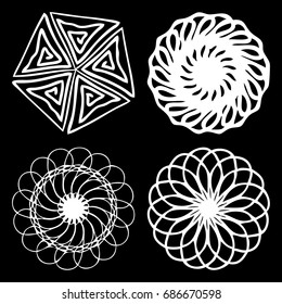 Sacred geometry set. Minimal geometric circular ornament shapes ethnic collection for business labels, trendy hipster linear mandala symbols. 