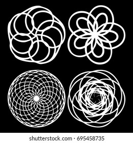 Sacred geometry set. Minimal geometric circular ornament shapes ethnic collection for business labels, trendy hipster linear mandala symbols. 