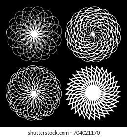 Sacred geometry set. Minimal geometric circular ornament shapes ethnic collection for business labels, trendy hipster linear mandala symbols. 