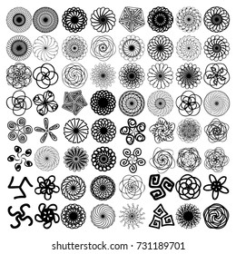 Sacred geometry set. Minimal geometric circular ornament shapes ethnic collection for business labels, trendy hipster linear mandala symbols. 